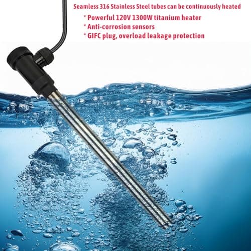 1300W Submersible Hot Tub & Pool Portable immersion Water Heater with Temperature Control and GFCI Leakage Protection for Swimming Pools, Bathtubs, Buckets, Baptistries, and Most Liquids