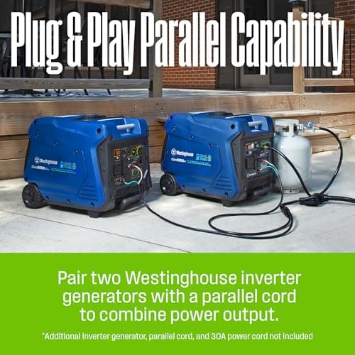 Westinghouse 5000 Peak Watt Super Quiet Dual Fuel Portable Inverter Generator, Wheel & Handle Kit, Gas & Propane Powered, RV Ready, CO Sensor, Parallel Capable