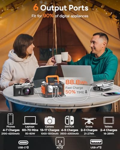 MARBERO Portable Power Station 88.8Wh Solar Generator 150W Peak Lithium Battery Backup Power Bank with LED Light for Home Outdoor Travel Emergency RV Off-Grid Living (Solar Panel Optional)