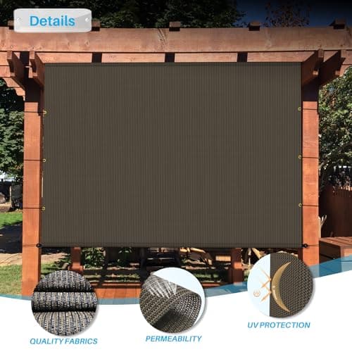 Patio Paradise 10' x 12' Pergola Canopy Replacement Cover Shade Cloth with Grommets Weighted Rods Outdoor Sun Shade Screen UV Block for Gazebo Backyard Deck Porch Balcony, Brown