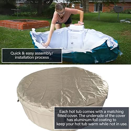ALEKO Inflatable Hot Tub Spa | Personal High Powered Jetted Bubble | with Fitted Cover and 3 Filters | 265 Gallon | 6 Person Round | Brown | HTIR6GYBR