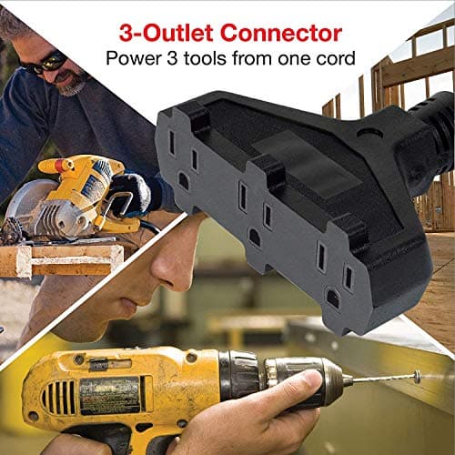Clear Power 2ft (Short) 3 Outlet Extra Heavy Duty Extension Cord Adapter, 12/3 20Amp Twist-to-Lock Plug to U-Ground Connector, Water & Weather Resistant, Flame Retardant, Yellow, DCAC-0062-DC