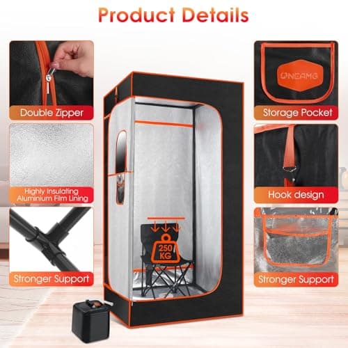 Portable Sauna Box for Home With 3L 1000W Steamer, Remote Control, Folding Chair - Steam Tent for Gym, Yoga, Pilates, Hot Tub