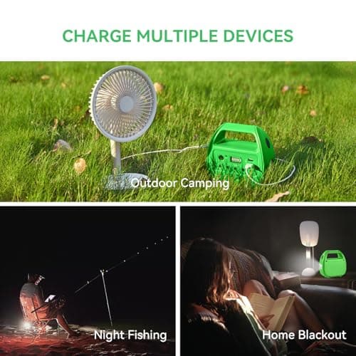 Portable Power Station with Solar Panels Included, Solar Generator with 3 LED Bulbs, USB Ports for Camping, Fishing, Emergency, Home Blackout