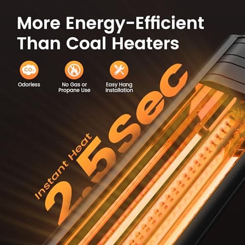 Infrared Heater 24H Timer Outdoor Heater, IP65, Memory Function Infrared Electric Patio Heater, 9 Levels Heating Touchscreen With Remote Electric heater, Restaurant Backyard, 1500W, Black