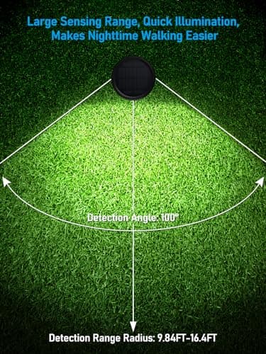 LEONLITE LED Solar Powered Motion Sensor Pathway Lights, Battery Powered Outdoor Solar Landscape Lights, Walkway Light for Yard Garden Lawn, All Night Long Lighting 6500K Pure White, Pack of 4