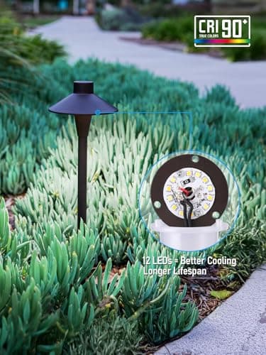 LEONLITE 3CCT Low Voltage Pathway Lights, 12-24V LED Landscape Path Light, 3000K/4000K/5000K Selectable, CRI90, IP65 Waterproof Landscape Lighting, Aluminum Housing, Oil Rubbed Bronze, Pack of 6