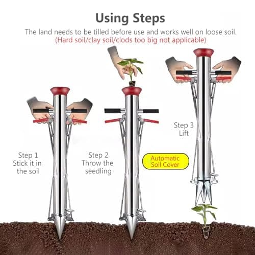 Hand Held Bulb Planter Tool - Durable & Rust-Resistant Semi-Automatic Design with Non-Slip Handle for Effective Planting of Potatoes, Pumpkins, and Peppers