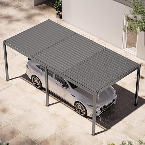 Louvered Pergola 10 x 20, Aluminum Outdoor Pergola with Adjustable Roof, Modern Patio Hardtop Gazebo for Deck Backyard Garden, Dark Gray