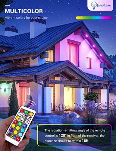 JandCase BR30 Color Changing Light Bulb, RGB+Warm+Cool White LED Flood Lights, 12W(100W Equivalent), 1050lm, Remote Control, Dimmable Multi-Color Can Light Bulbs for Ceiling, E26 Base, 2 Pack