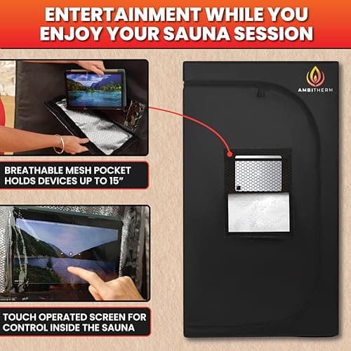 Extra Large Portable Infrared Sauna – Large Sauna Tent, + 50% Legroom, Warm Relaxation with 6 Infrared Panels; Comfortable High-Back Chair and Tablet Holder