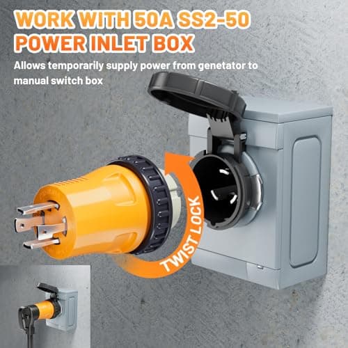 MECMO NEMA L14-30P to SS2-50R RV Marine Power Generator Adapter, 30A 4 Prong Twist Lock Generator L14-30P Male to 50A Marine Shore Power SS2-50R Female with Locking Ring, 125V/250V