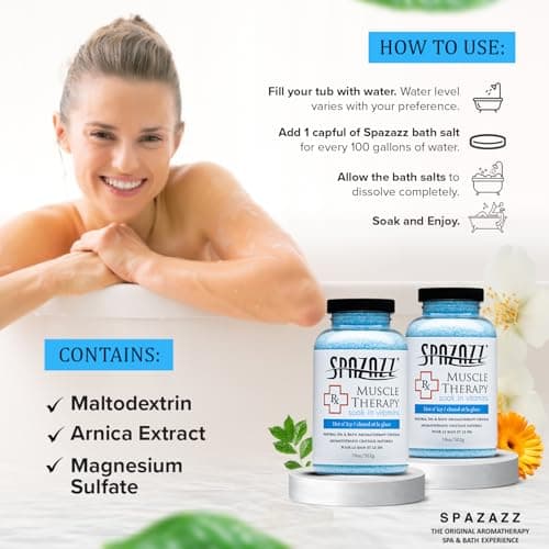 Spazazz Armotherapy Hot Tub Rx Muscle Therapy Natural Spa & Bath Salt Crystals 19oz- Hot 'N ICY - with Magnesium & Arnica - Safe for All Spa and Hot Tub Equipment