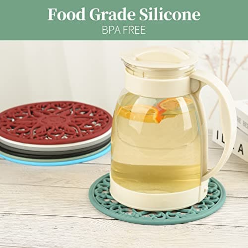 Tirvets for Hot Dishes, Silicone Trivet Hot Pads for Kitchen, Silicone Trivets for Hot Pots and Pans, Trivets for Quartz Countertops, White Kitchen Silicone Trivet Mat for Tabletops Set of 6