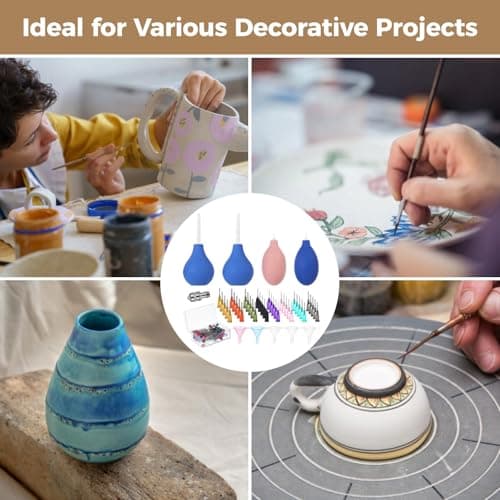 129 Pcs Pottery Tools, Ceramic Precision Tip Applicators, Pottery Slip Trailer Bottles with Needles, Filling Funnels, and Pins, Glaze Squeeze Bottle Tools, Clay Art Decorating Kit