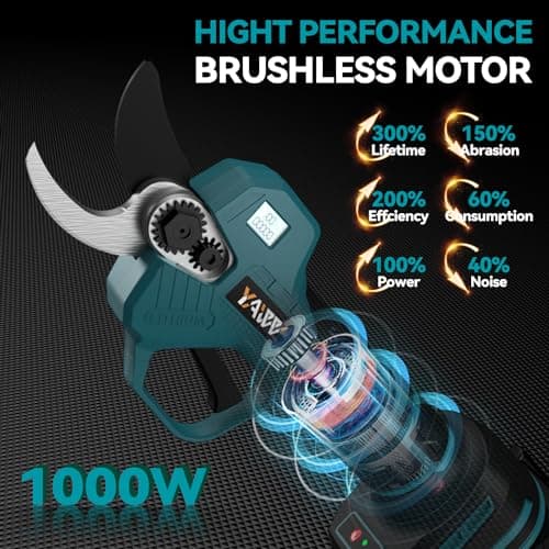 Brushless Electric Pruning Shears for Makta 18V Battery, Portable Cordless Pruning Shears with LCD Display＆SK5 Blades, Adjustable Cutting Diameter 0.8-1.2 Inch for Gardening Tree Pruning(NO Battery)