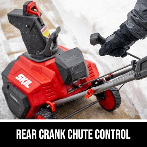 SKIL PWR CORE 40 Brushless 40V 20 in. Single Stage Snow Blower Kit, 30'ft Throwing Distance, Includes 6.0Ah Battery and Charger- SB2001C-10 red