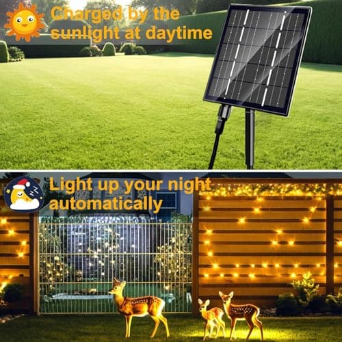 Solar Christmas Lights Outdoor, Upgraded 212FT 640LED with Remote,19 Modes Waterproof Solar String Lights for Outside Garden Home Christmas Decorations (Warm White)