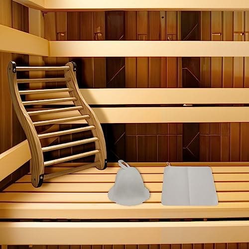 Red Cedar Sauna Backrest for Barrel or Infrared Sauna Slip-Resistant, Non-Toxic, Comfortable S-Shape Design - Cedar Sauna Accessories with Felt Sauna Hat and Seat Pad (1 Pack)