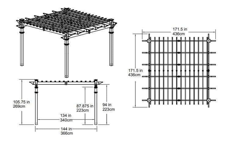 New England Arbors Regency 12' x 12' Vinyl Pergola