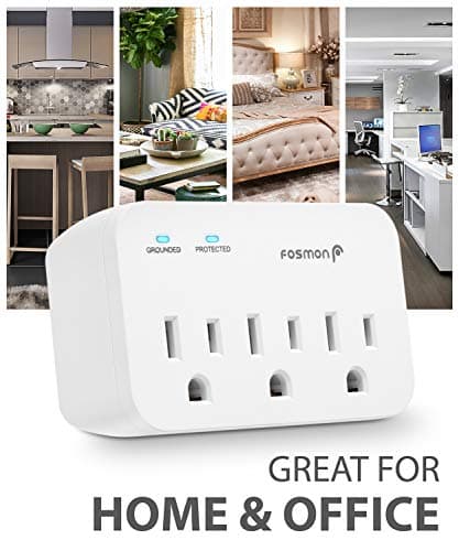 Fosmon Refrigerator Surge Protector, 3 Outlet Heavy Duty Appliance Surge Protector with High Joules for Fridge, Microwave, Washing Machine, Garage Door, 1200J, 1875 Watts, 3 Prong, ETL Listed