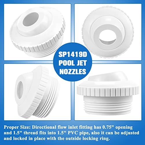 Funmit Pool Jet Nozzles 3/4" SP1419D Flow Inlet Fitting Opening Water Directional Pool Return Fittings, 6 Pack