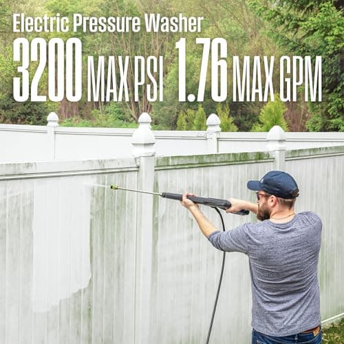 Westinghouse WPX3200e Electric Pressure Washer, 3200 PSI and 1.76 Max GPM, Induction Motor, Onboard Soap Tank, Spray Gun and Wand, 5 Nozzle Set, for Cars/Fences/Driveways/Homes/Patios/Furniture, Blue