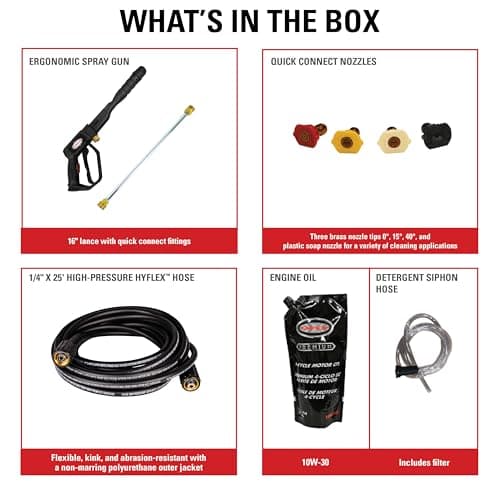 SIMPSON Cleaning MS61222-S MegaShot 3100 PSI Gas Pressure Washer, 2.3 GPM, CRX165 Engine, Includes Spray Gun, Extension Wand, On-Board Soap Tank, 4 QC Nozzles, 25-ft. Hyflex Hose, 49-State