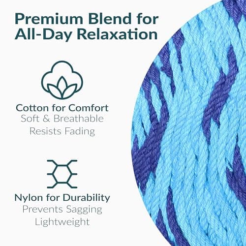 Sunnydaze Handwoven XXL Thick Cord Mayan Double Hammock for Outside - 625-Pound Capacity Heavy-Duty Outdoor Hammock - Blue