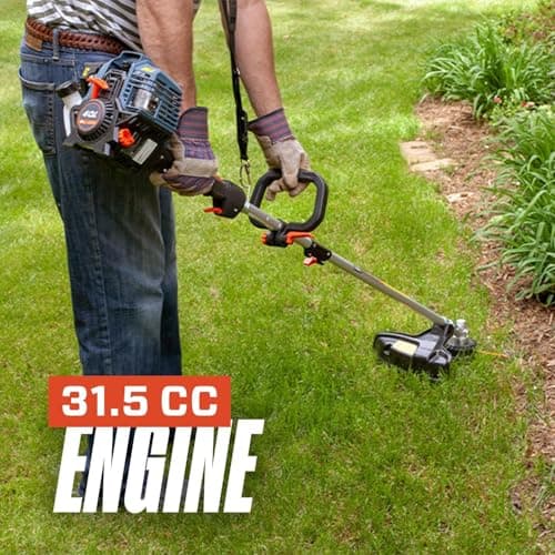 SENIX GTS4QL-M2 4QL 31.5 cc Full Crank Gas String Trimmer and Edger Lawn Tool with Straight Shaft, Front D-Handle, Bump Feed, 17.7 Inch Cutting Width