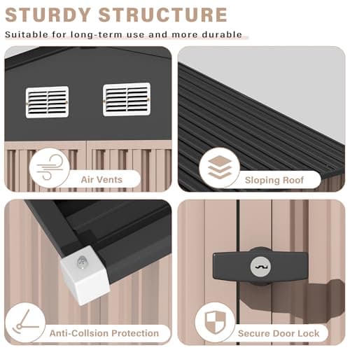 10x12 FT Metal Storage Sheds Outdoor, Metal Yard Sheds Garden Shed Kit, Tool Shed with Lockable Door, Utility Sheds Buildings with Air Vent for Backyard Garden Patio Lawn