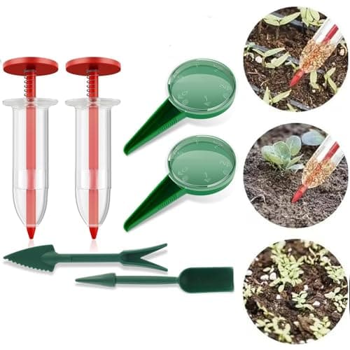 6 PCS Mini Seed Spreader, 2024 New Mini Sowing Seed Dispenser, Small Seed Planter Tool, Manual Seedlings Dibber and Widger Set, Seed Sower Spreader Handheld for Tiny Seeds, white, green, red