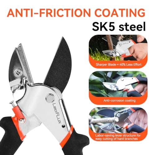 8" Professional Heavy Duty Anvil Pruning Shears with Anti-Rust SK-5 Blades, Garden Shears for Dry Stems and Small Branches, Gardening Scissors, Clippers for Wood, Non-Slip Handle. | LFXP1108S