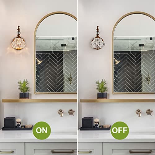 Vintage Wall Sconces, 1-Light Wall Lighting with Crystal Glass Shade, Matte Brushed Antique Brass Finish, Crystal Wall Light, Wall Lamp for Bathroom, Bedroom,Hallway(G9 Base)