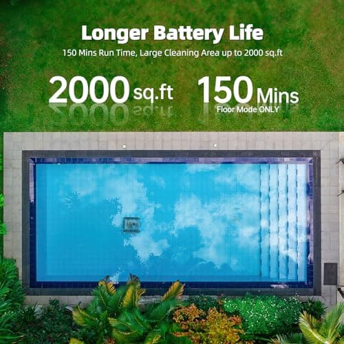 Robotic Pool Vacuum for Inground Pools: 2025 Upgraded Cordless Robot Robotic Pool Cleaners 180W Suction Auto Vacuums Wall Climbing Waterline Scrubbing Cleaning 150 Mins Long Battery Up to 2,000 sq.ft