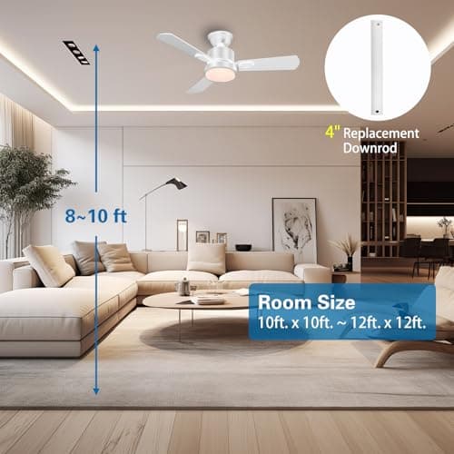 32" Ceiling Fans with Light and Remote, Energy Saving Super Quiet 6-Speed Ceiling Fan with 3CCT Dimmable Light for Indoor and Outdoor, Reversible, White and Wood