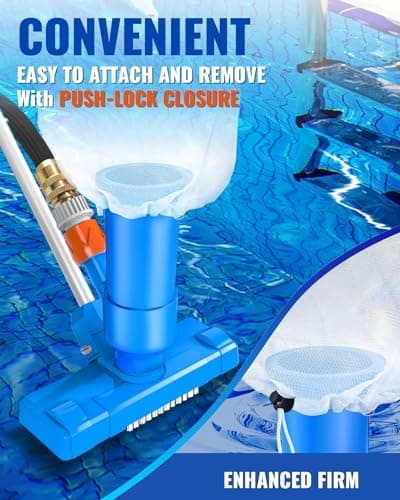 Portable Pool Vacuum for Above Ground Pool, Jet Underwater Cleaner with 3 Scrub Brush, Mesh Bag and 5 Section Pole of 47", Attach to Common Garden Hose, Light Blue