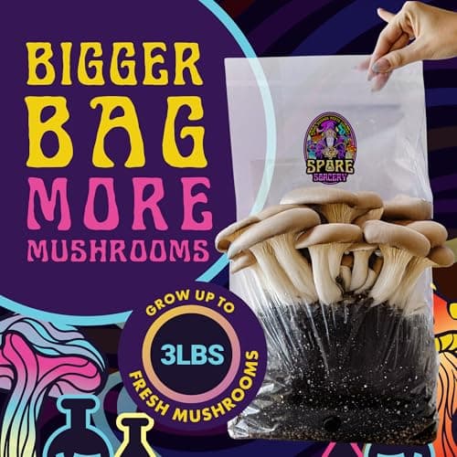 Jumbo All-in-One Mushroom Grow Bag | 6 lb Mushroom Grow Kit | Grows Like Magic | Spores Not Included | Grow Mushrooms at Home | Mushroom Grow Kit | Sterilized Grain with Substrate