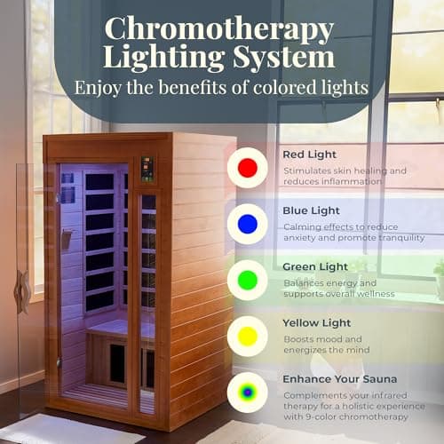 DYNAMIC SAUNAS 2-Person Home Sauna with Infrared Lighting and Integrated Speakers, Barcelona - Personal Indoor Luxury Spa for House and Gym