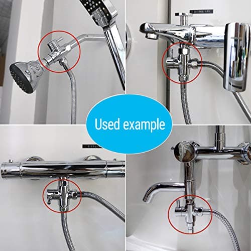 Shower Arm Diverter Valve for Hand Held Showerhead and Fixed Spray Head,G 1/2 3-Way Bathroom Universal Shower System Replacement Part/Brass (Brushed Nickel)