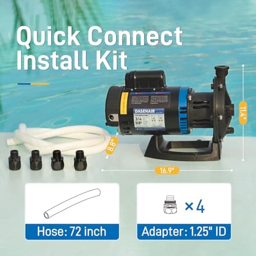 Booster Pump,3/4 HP Pure Copper Motor with Dual Voltage(115V or 230V),IPX4 Waterproof Compatible for Pressure Side Pool Cleaners Vac-Sweep 280,380,3900