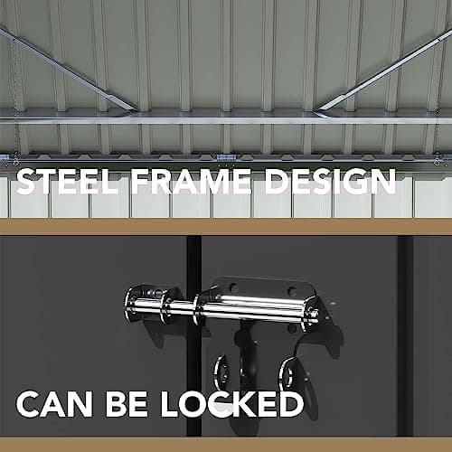 Devoko Outdoor Storage Shed 5.8 x 3.3 FT Metal Trash Shed Waterproof Outside Storage with Lid Chain Hydraulic Gas Rod for Trash Can Weeding Tools