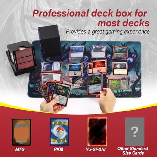MTG Deck Box, Double Display Window MTG, Commander Deck Box Fits 120+ Single Sleeved Cards, PU Leather Magnetic Closure Card Box with 2 Dividers&2 Toploaders for TCG, CCG, Black