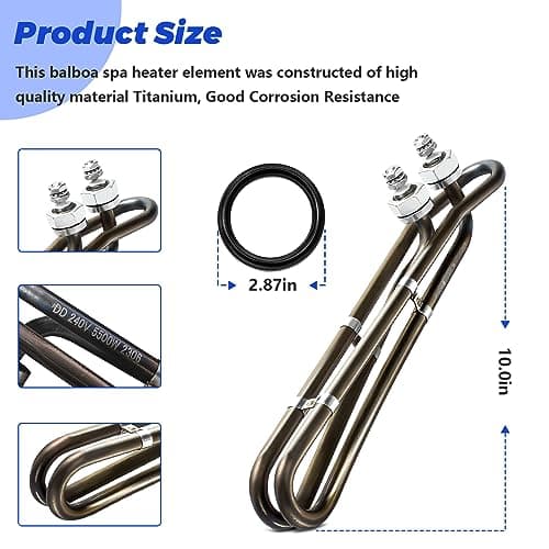 5.5KW 240V Titanium Hot Tub Spa Heating for Universal Heating Element Replacement for Flo-Thru, Also fit for Balboa Spa Heater Element and Spas Electric Heaters Or Swimming Pools -(10 inch)