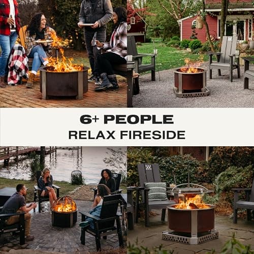 Breeo Smokeless FIrePit (X Series 24, Corten Steel) | 27.5 inch Smokeless Fire Pit for Outside | 62 Pounds | Ideal for Families Compatible with Wide Range of Breeo Accessories