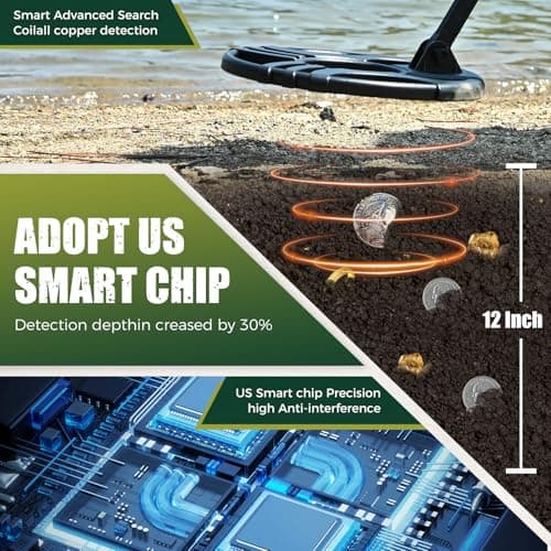 Metal Detector for Adults Waterproof-Professional Higher Accuracy Gold Detector with LCD Display,5 Mode,Advanced DSP Chip 12" Coil Metal Detector
