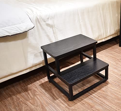 Step Stools for Adults Kids, Heavy Duty Sturdy Metal Frame Hold Up to 500 Lbs Capacity for Kitchen Bathroom Bedroon -Black