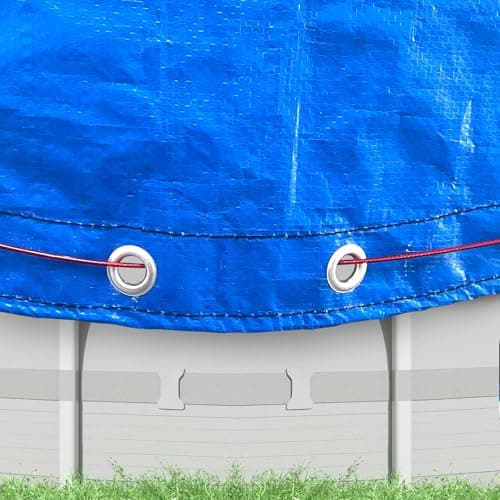 LXKCKJ 24 Ft Round Pool Cover, Winter Pool Covers for Large Above Ground Pools, Extra Thick PE Pool Cover Add Ground Nail Set and Specially Molded Winch Ideal for Waterproof and Dustproof (Blue)