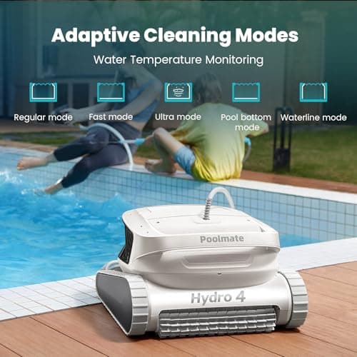 Hydro 4 Corded Robotic Pool Cleaner, Pool Vacuum for Inground Aboveground Pools, 4.1L Filter Basket, Floor Wall Waterline Cleaning, Pool Cleaner Robot Ideal for Pools up to 50 FT in Length
