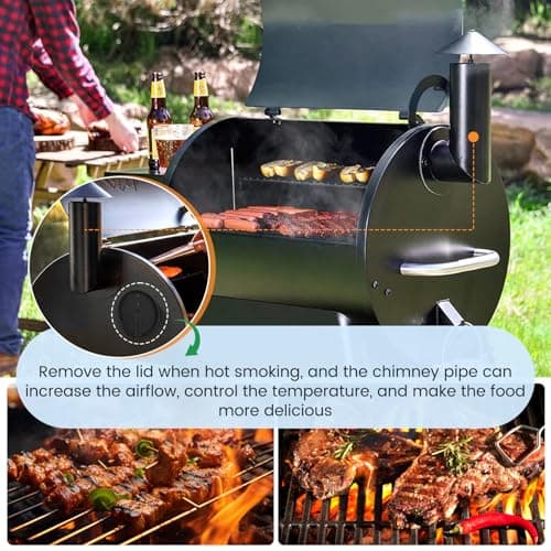 Enhanced Pellet Grill Smoke Stack Chimney Replacement For Pit Boss Traeger Camp Chef,Upgraded Stack Smoker Kits with Umbrella, Lid, Chimney Tube, Screws, Gaskets, Nuts and Felt Washer